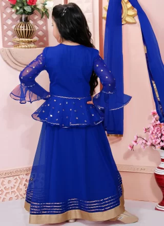 Classy Blue Net Readymade Lehenga Choli