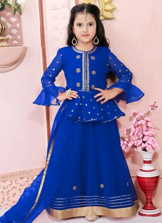 Classy Blue Net Readymade Lehenga Choli