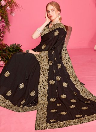 Compelling Black Fandy Contemporary Sari