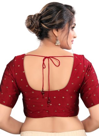 Compelling Maroon Tafeta Silk Blouse