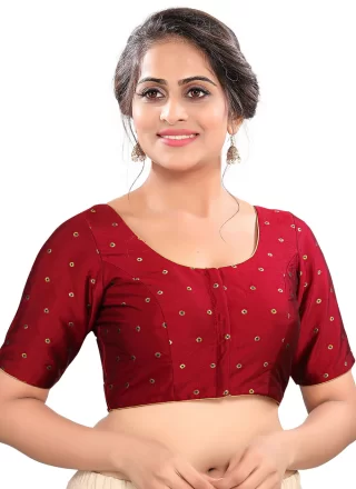 Compelling Maroon Tafeta Silk Blouse