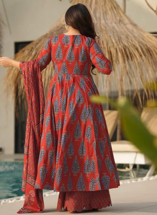 Compelling Red Muslin Readymade Style