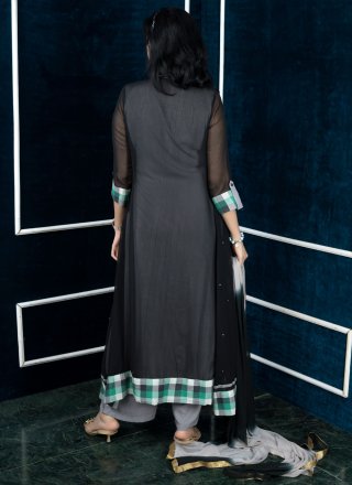 Competent Grey Georgette Salwar Suit In Plain