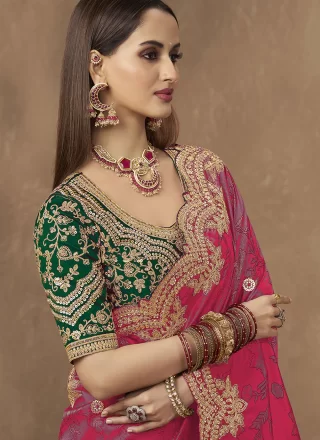 Cord, Embroidered, Sequins and Thread Work Silk Classic Sari In Red