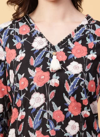 Cotton Casual Kurti In Black Color