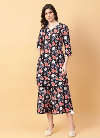 Cotton Casual Kurti In Black Color