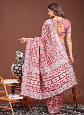 Cotton Classic Sari In Peach Color