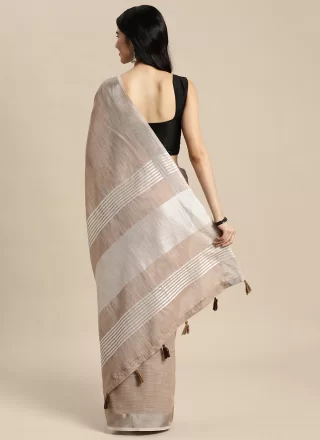 Cotton Contemporary Saree In Beige Color