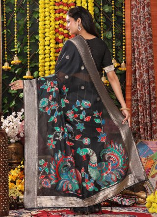 Cotton Contemporary Saree In Black