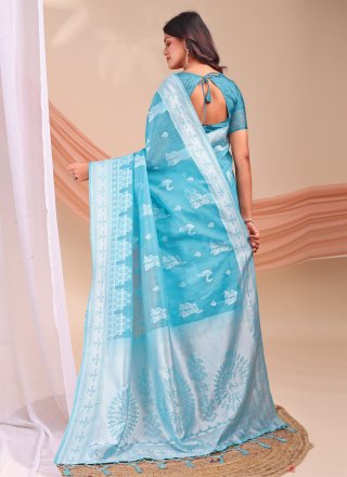 Cotton Contemporary Saree with Print Work