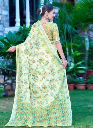 Cotton Contemporary Sari In Green Color