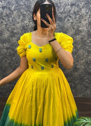 Cotton  Designer Gown with Beads Work