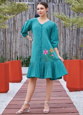 Cotton Designer Kurti In Blue Color