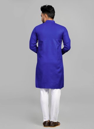 Cotton Kurta Pyjama In Blue Color