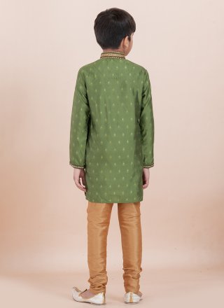 Cotton Kurta Pyjama In Green Colour