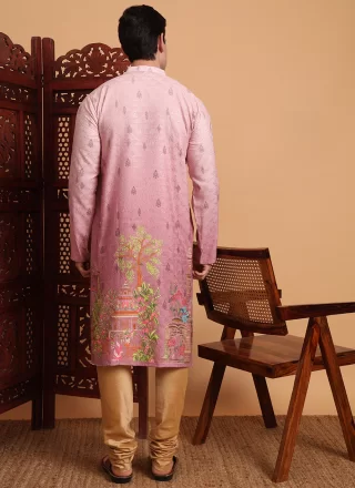 Cotton Kurta Pyjama In Pink Color