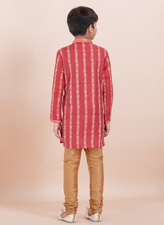 Cotton Kurta Pyjama In Red Colour