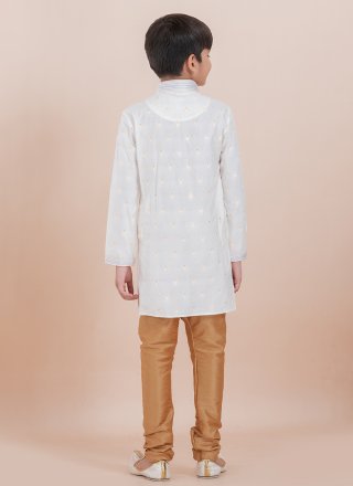 Cotton Kurta Pyjama In White Colour