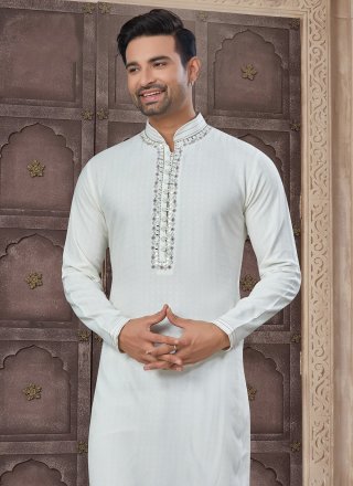 Cotton Kurta Pyjama with Embroidered Work