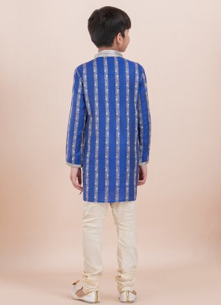 Cotton Kurta Pyjama with Jacquard Work