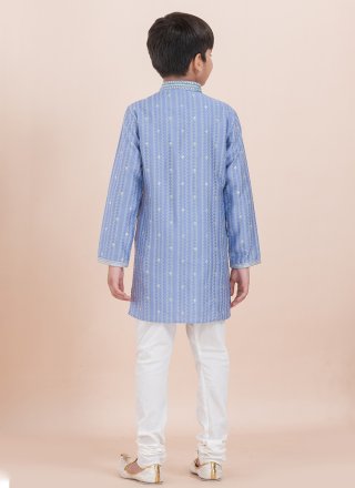 Cotton Kurta Pyjama with Jacquard Work