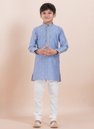Cotton Kurta Pyjama with Jacquard Work