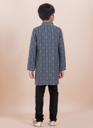 Cotton Kurta Pyjama with Jacquard Work
