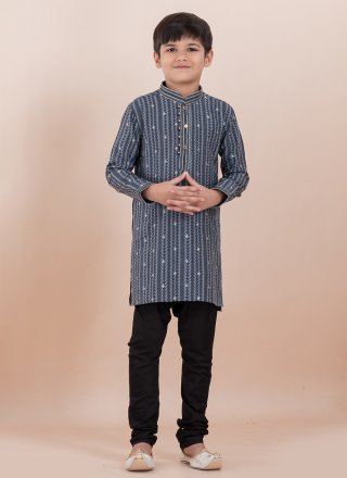 Cotton Kurta Pyjama with Jacquard Work
