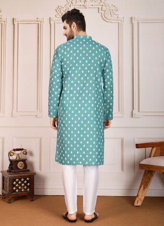 Cotton Kurta Pyjama with Print Work