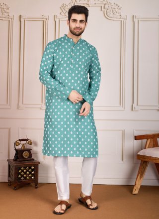 Cotton Kurta Pyjama with Print Work