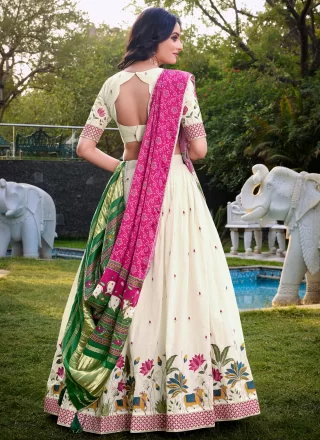 Cotton Lehenga Choli with Embroidered, Sequins and Thread Work
