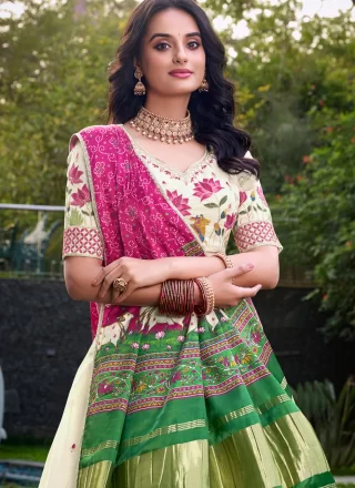 Cotton Lehenga Choli with Embroidered, Sequins and Thread Work