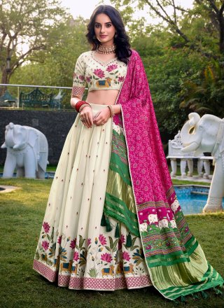 Cotton Lehenga Choli with Embroidered, Sequins and Thread Work
