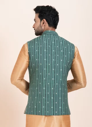Cotton Nehru Jackets In Firozi