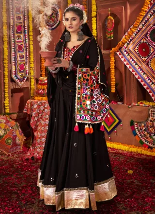 Cotton Readymade Lehenga Choli In Black Color