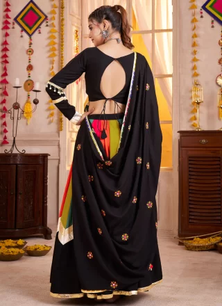 Cotton Readymade Lehenga Choli In Black Color