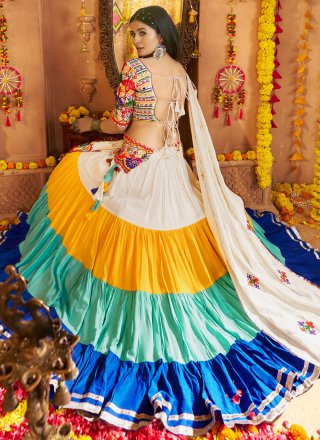 Cotton Readymade Lehenga Choli with Embroidered, Mirror and Thread Work