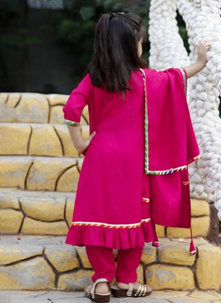 Cotton Readymade Salwar Suit In Pink