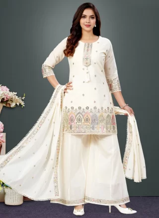 Cotton Readymade Style In White Colour