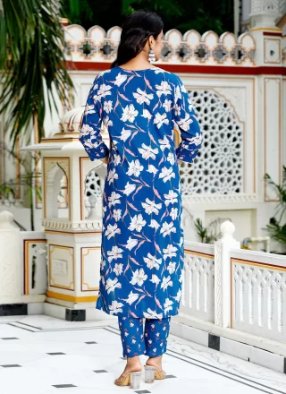 Cotton Salwar Suit In Blue