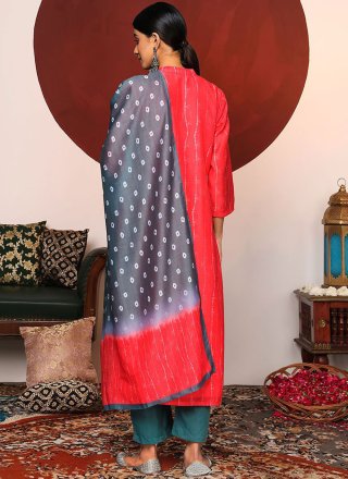 Cotton Salwar Suit In Orange
