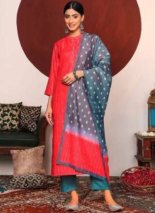 Cotton Salwar Suit In Orange