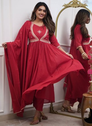 Cotton Salwar Suit In Red
