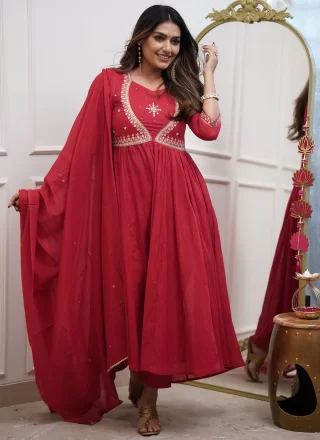 Cotton Salwar Suit In Red