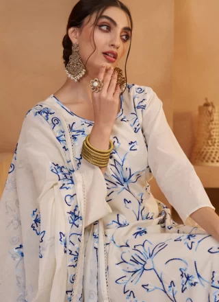 Cotton Salwar Suit In White Colour