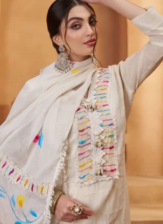 Cotton Salwar Suit In White Colour