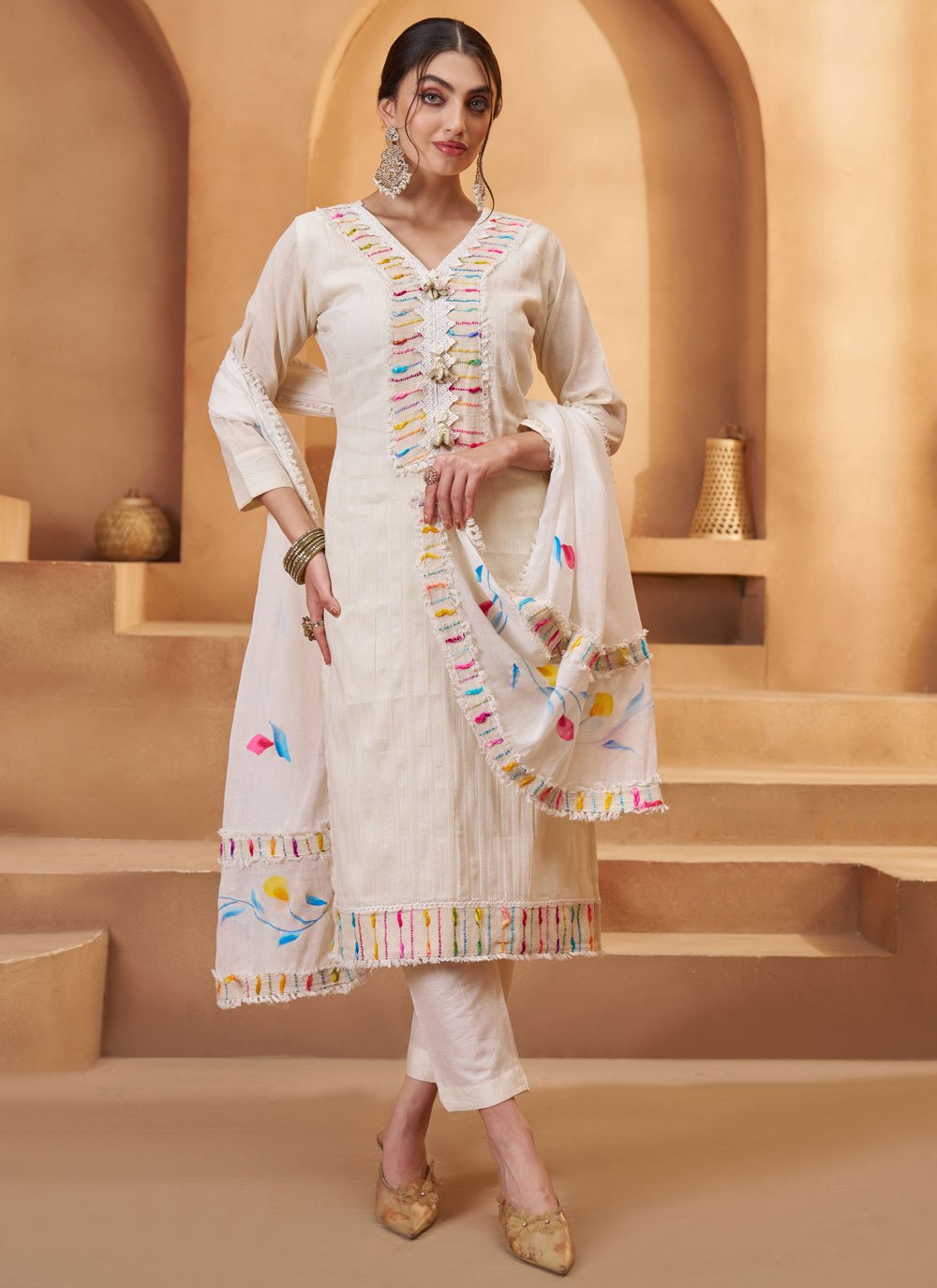 Cotton Salwar Suit In White Buy Online