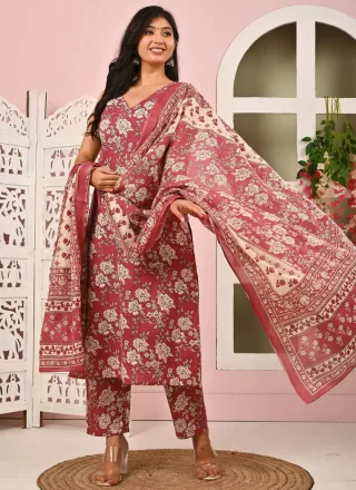 Cotton Salwar Suit with Print Work