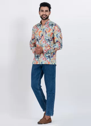 Cotton Short Kurta In Multi Colour
