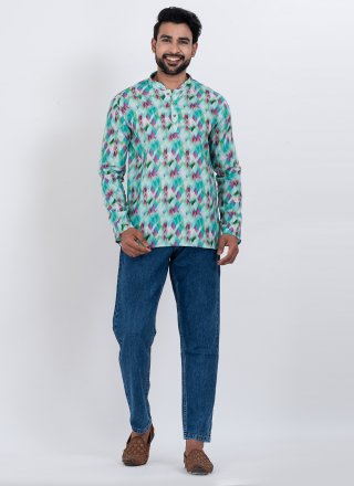 Cotton Short Kurta with Digital Print Work